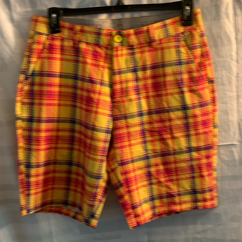 Hreski Men's Size 32 Golf Chino Shorts Tropical Lightweight Polyester 10" Inseam